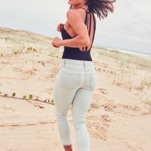 Athleta Jeans Sculptek Lt Blue Biscayne 0 24x26.5 Skinny Ankle Stretchy Comfy - Picture 2 of 16